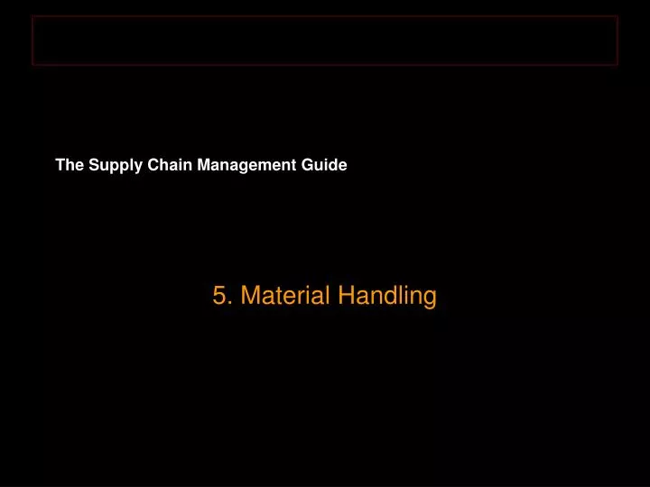 the supply chain management guide