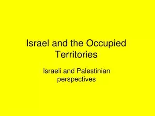 Israel and the Occupied Territories