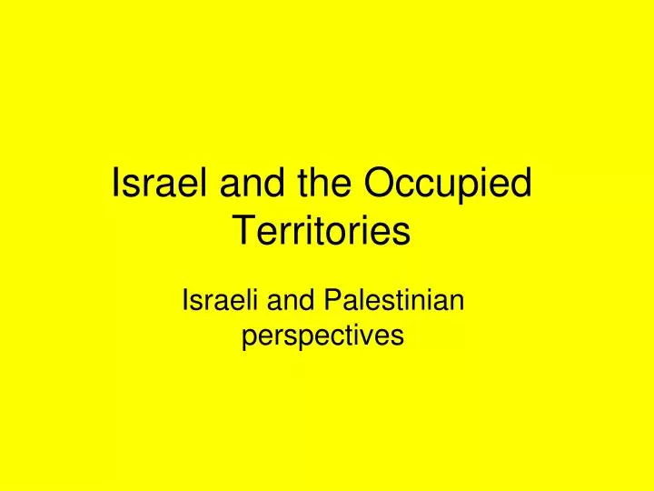 israel and the occupied territories