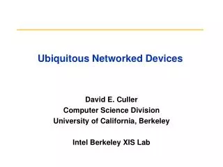 Ubiquitous Networked Devices