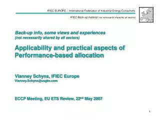 ECCP Meeting, EU ETS Review, 22 nd May 2007