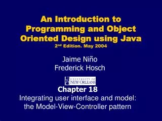 Chapter 18 Integrating user interface and model: the Model-View-Controller pattern