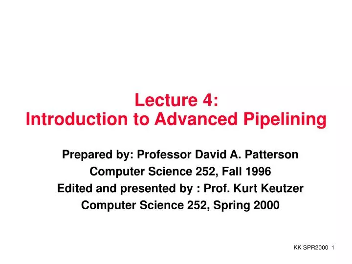 lecture 4 introduction to advanced pipelining