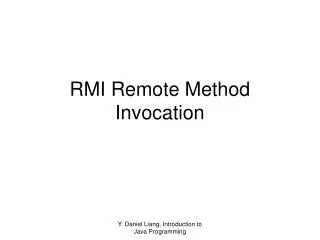 RMI Remote Method Invocation