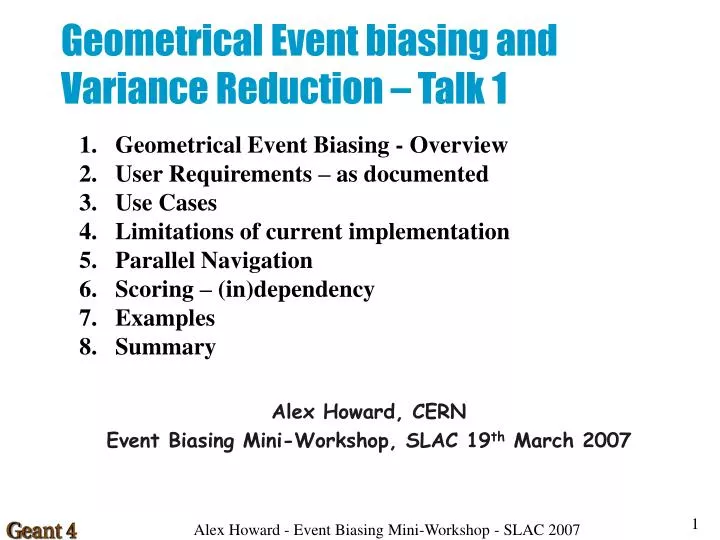 geometrical event biasing and variance reduction talk 1
