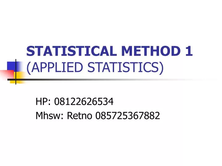 statistical method 1 applied statistics
