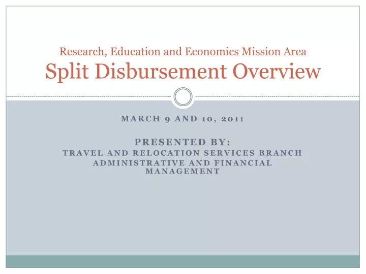 research education and economics mission area split disbursement overview
