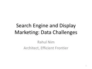 Search Engine and Display Marketing: Data Challenges