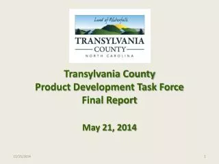 Transylvania County Product Development Task Force Final Report