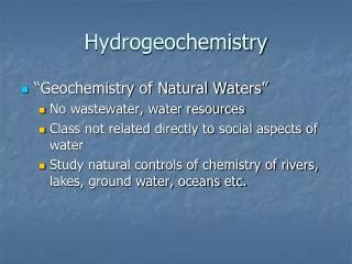 Hydrogeochemistry