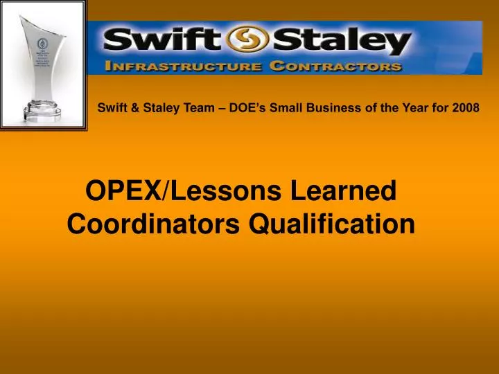 opex lessons learned coordinators qualification