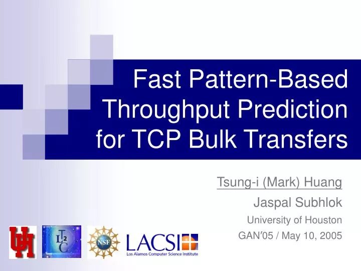 fast pattern based throughput prediction for tcp bulk transfers