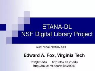ETANA-DL NSF Digital Library Project