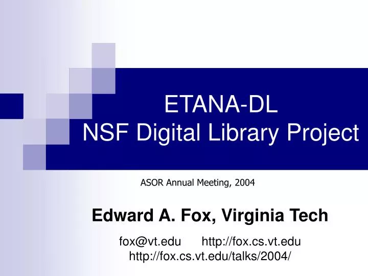 etana dl nsf digital library project