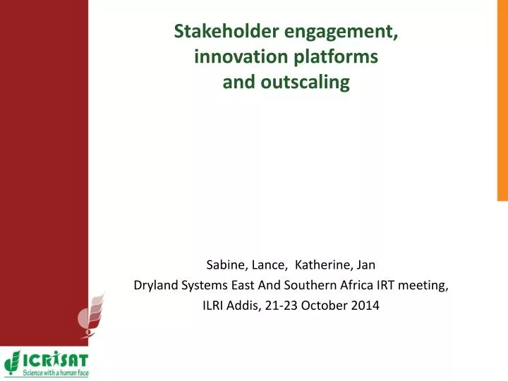 stakeholder engagement innovation platforms and outscaling