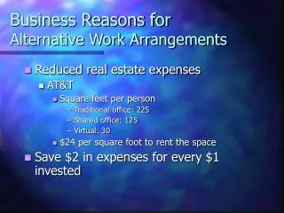 Business Reasons for Alternative Work Arrangements