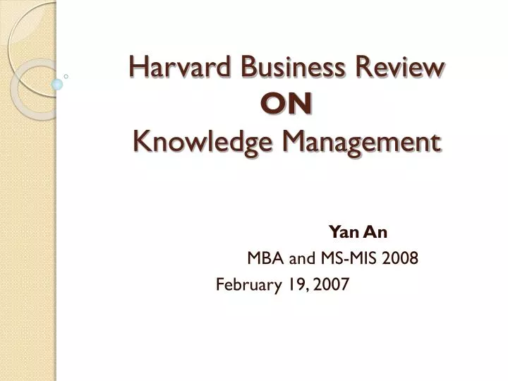 harvard business review on knowledge management