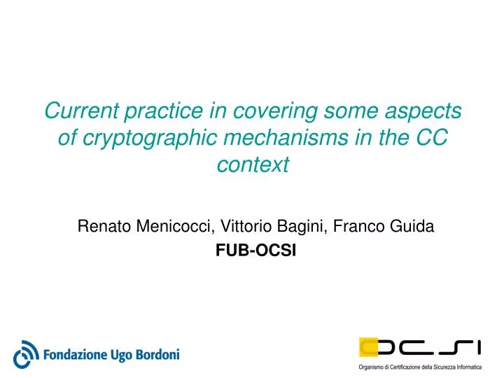 current practice in covering some aspects of cryptographic mechanisms in the cc context