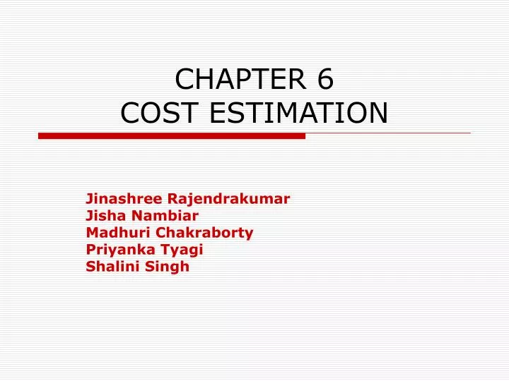chapter 6 cost estimation