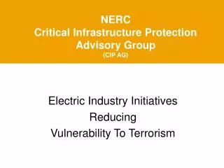 NERC Critical Infrastructure Protection Advisory Group (CIP AG)