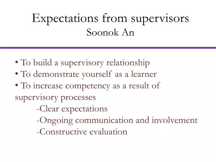 expectations from supervisors soonok an
