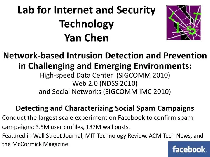 lab for internet and security technology yan chen