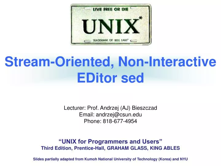 stream oriented non interactive editor sed