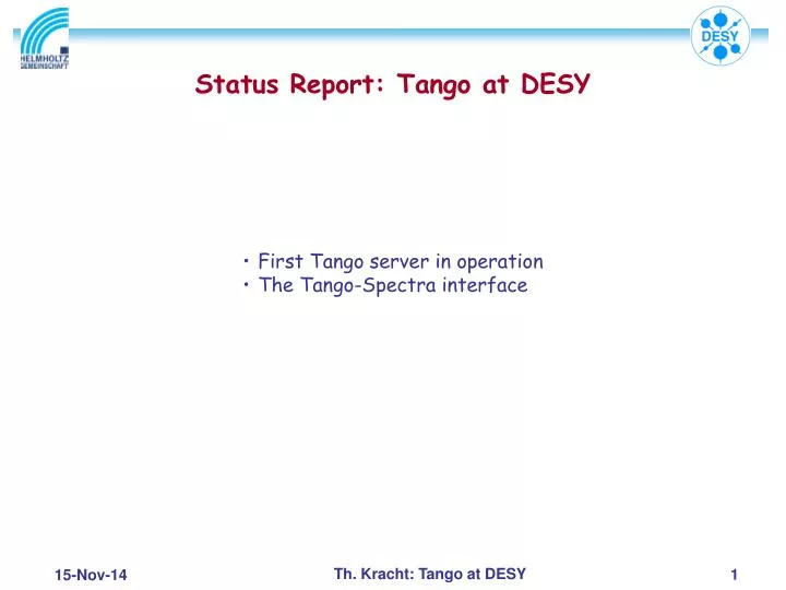 status report tango at desy