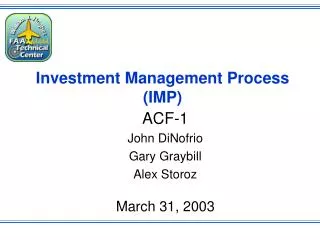 Investment Management Process (IMP)