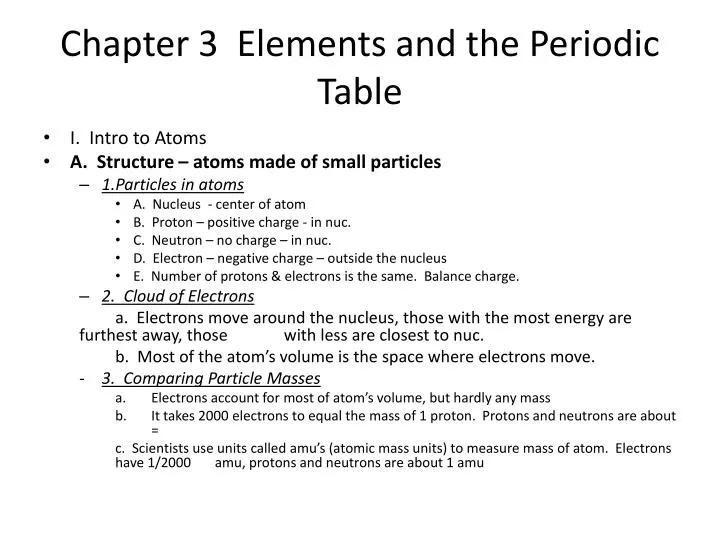 chapter 3 elements and the periodic table