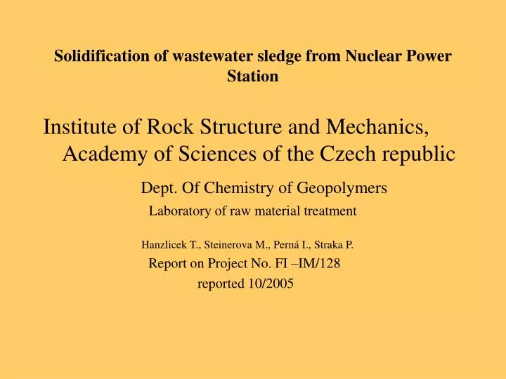 solidification of wastewater sledge from nuclear power station