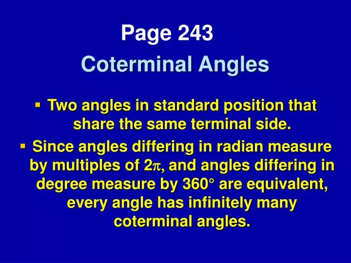 coterminal angles