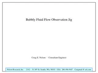 Bubbly Fluid Flow Observation Jig