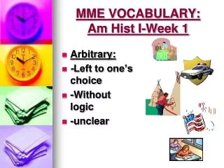 MME VOCABULARY: Am Hist I-Week 1