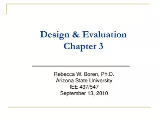 Design &amp; Evaluation Chapter 3