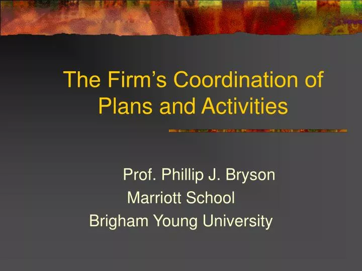 the firm s coordination of plans and activities