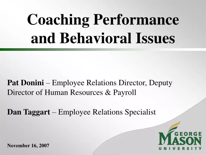 coaching performance and behavioral issues