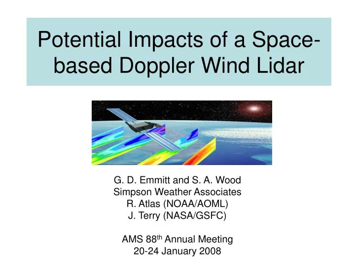 potential impacts of a space based doppler wind lidar