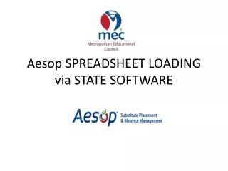 Aesop SPREADSHEET LOADING via STATE SOFTWARE