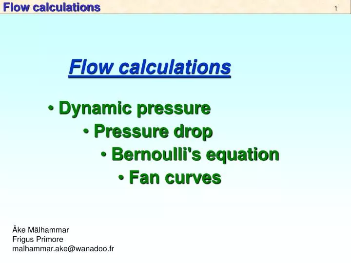 flow calculations