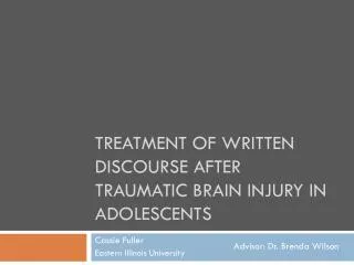 Treatment of Written Discourse after Traumatic Brain Injury in Adolescents