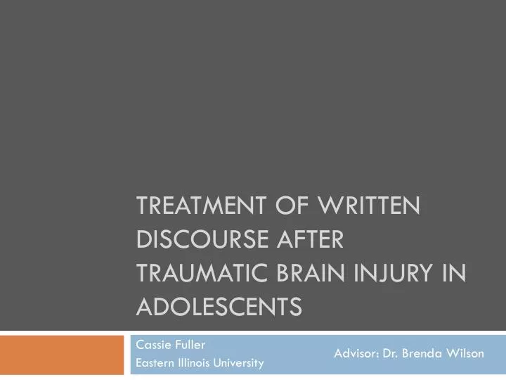 treatment of written discourse after traumatic brain injury in adolescents