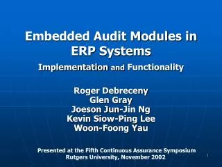 Embedded Audit Modules in ERP Systems Implementation and Functionality