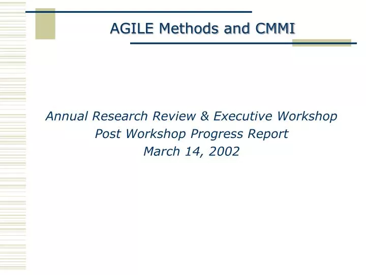 agile methods and cmmi