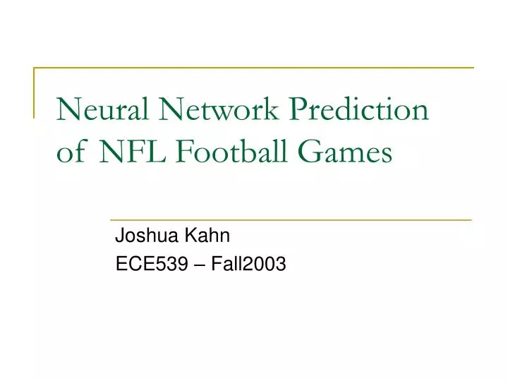 neural network prediction of nfl football games