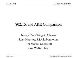 802.1X and AKE Comparison