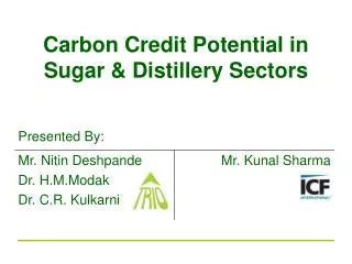 Carbon Credit Potential in Sugar &amp; Distillery Sectors