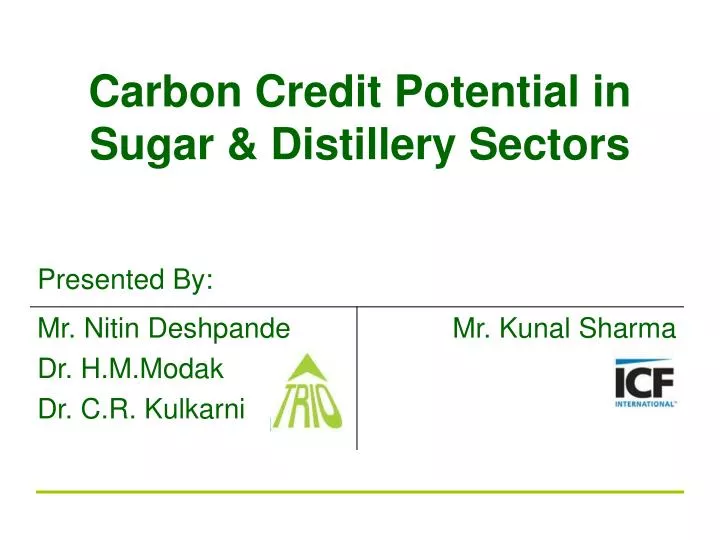 carbon credit potential in sugar distillery sectors