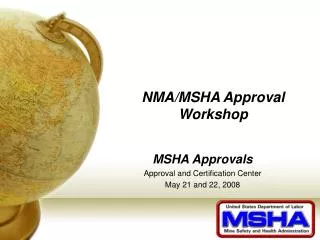 NMA/MSHA Approval Workshop