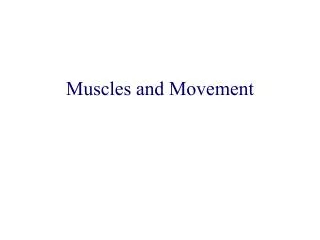 Muscles and Movement